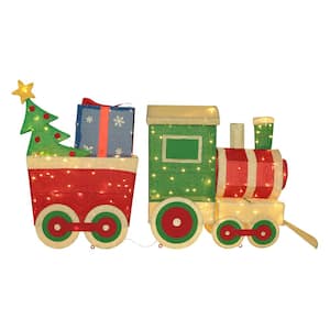 5 ft. Warm White LED Train Set Holiday Yard Decoration with Christmas Tree and Gift Box
