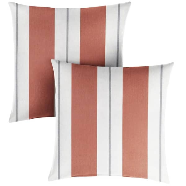 SORRA HOME Sunbrella Relate Persimmon Square Indoor/Outdoor Throw Pillow (2-Pack)