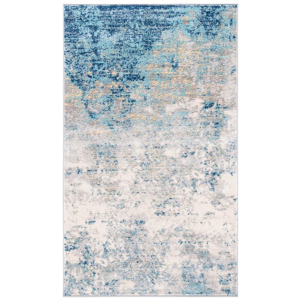 SAFAVIEH Brentwood Light Gray/Blue Doormat 3 ft. x 5 ft. Abstract Area Rug