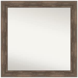 Hardwood Mocha 30.75 in. W x 30.75 in. H Non-Beveled Wood Bathroom Wall Mirror in Brown