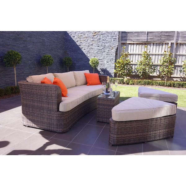 Garden Gear 160cm 3 Piece Rattan Daybed Outdoor Furniture Set with Extendable Canopy & Cushions Included With Cover, Brown