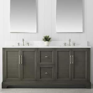 Chambery 72 in. W x 22 in. D x 34.5 in. H Bathroom Vanity in Silver Grey with Engineered Marble Top