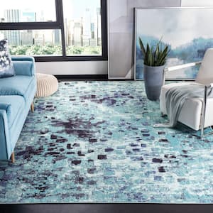 Madison Turquoise/Navy 12 ft. x 15 ft. Geometric Abstract Area Rug