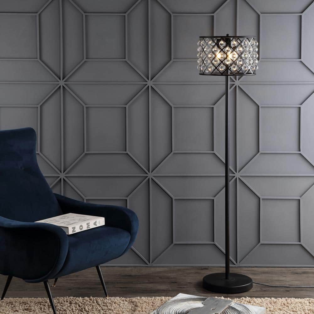 Elizabeth 60" Bronze/Clear Crystal Geometric LED Floor Lamp