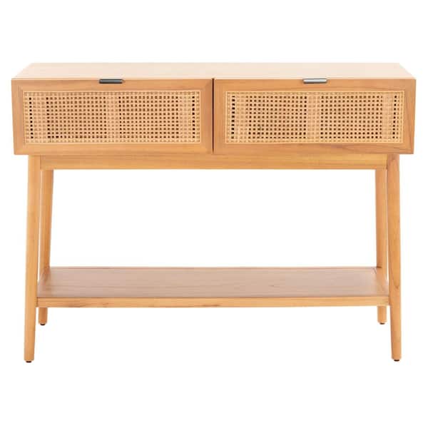 SAFAVIEH Baisley 42.01 in. Natural Rectangle Wood Console Table with Drawer