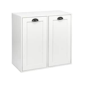 White Wood 2-Bag Tilt Out Laundry Sorter Cabinet