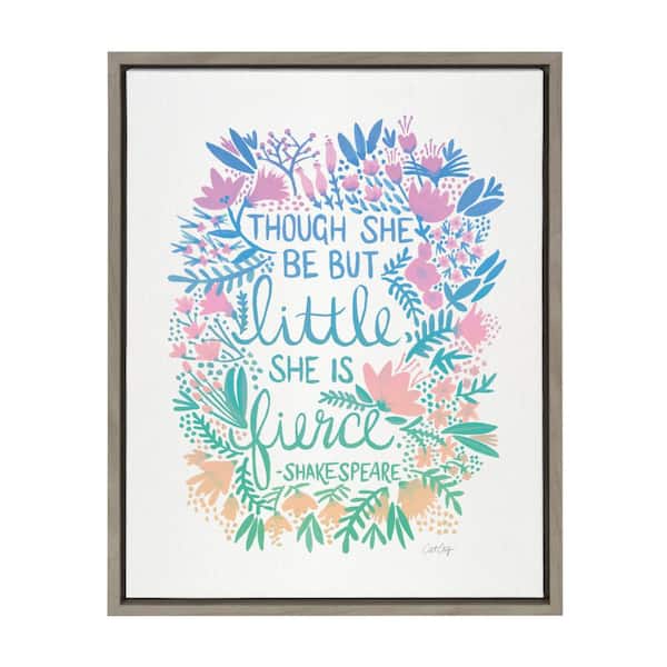 Kate and Laurel Sylvie "Little Fierce Lavender and Mint" by Cat Coquillette Framed Canvas Wall Art 18 in. x 24 in.