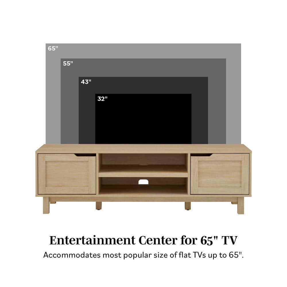 Coastal Oak 58 Inch TV Stand with Cabinet