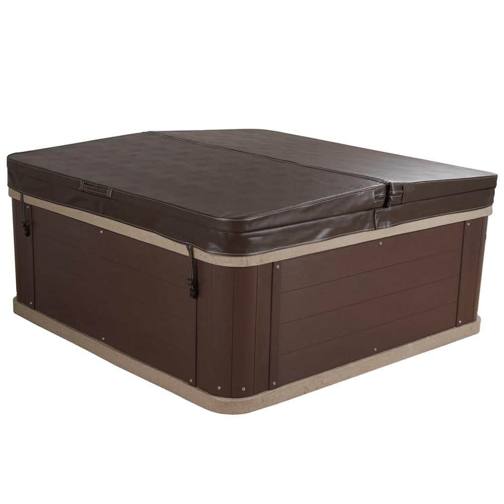 Ariana 6-Person Square Wood Grain and Grey Hot Tub