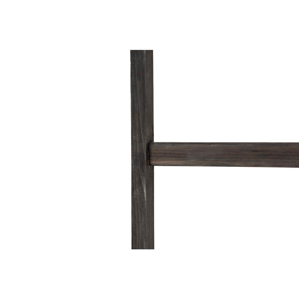 Black Fir Wood 6-Rung Decorative Blanket Ladder