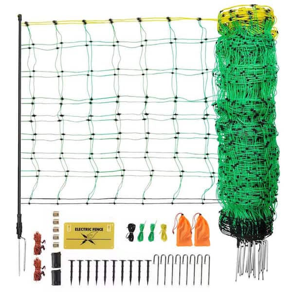 ATENGNES 48 in. H x 168 ft. L Farms Utility Portable Mesh Electric Fence Netting PE Net Fencing w/Posts and Double-Spiked Stakes