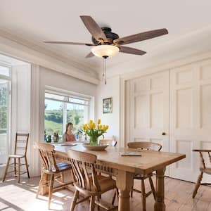 52 in. Indoor Oil Rubbed Bronze Ceiling Fan with Pull Chain, Reversible Blades and Light Bulbs Included