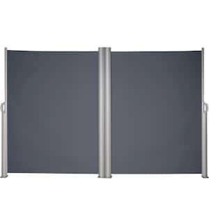 Retractable Side Awning 71 in. x 236 in. Aluminum Privacy Screen, 280 g Polyester Waterproof UV 30+ for Patio, Gray