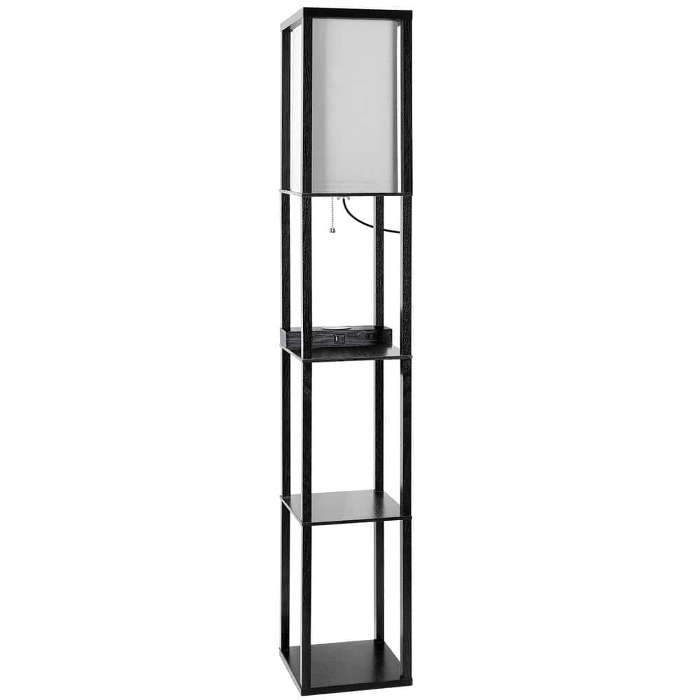 Myfoi 64 in. Black Standard Floor Lamps with Shelves, Wireless