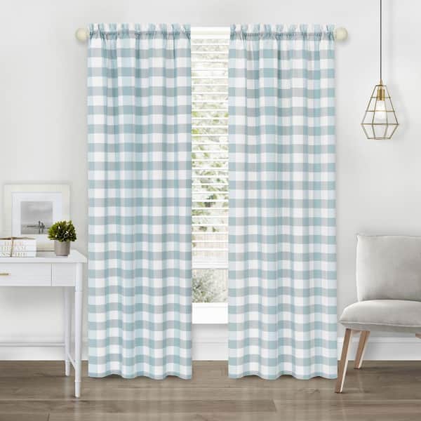 Hunter 42 in. W x 84 in. L Polyester Light Filtering Curtain Panel in Ice Blue