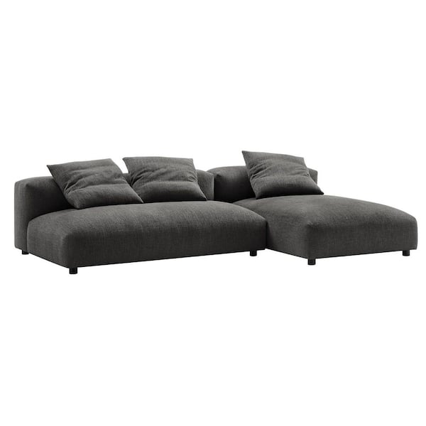 Solace 2-Piece Modular Upholstered Fabric Sectional Sofa With Chaise in. Charcoal