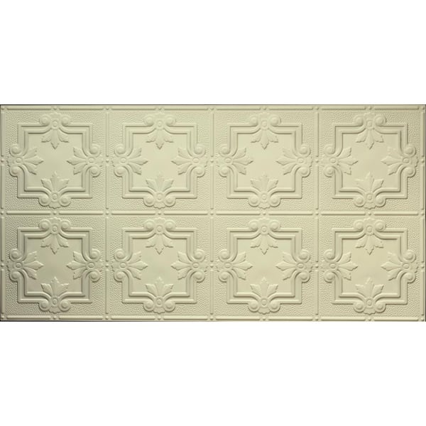Global Specialty Products Dimensions 2 ft. x 4 ft. Glue Up Tin Ceiling Tile in Creme