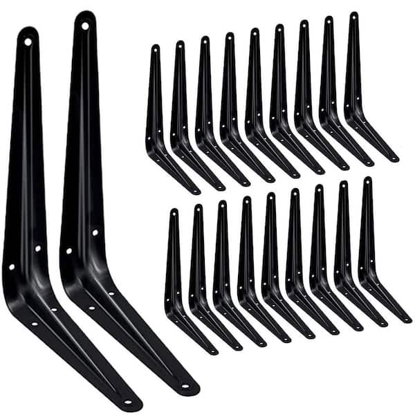 Angel Sar 8 in. Shelf Brackets with Screw, Heavy Duty Heavy Duty Black Metal Floating Shelf Bracket (20-Pack)