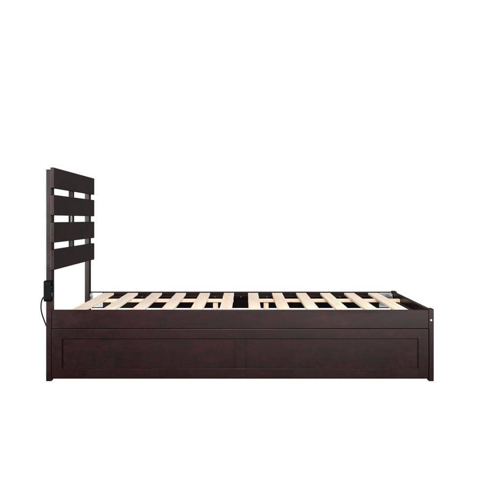 Espresso Full Platform Bed with Twin Trundle and Storage Drawers