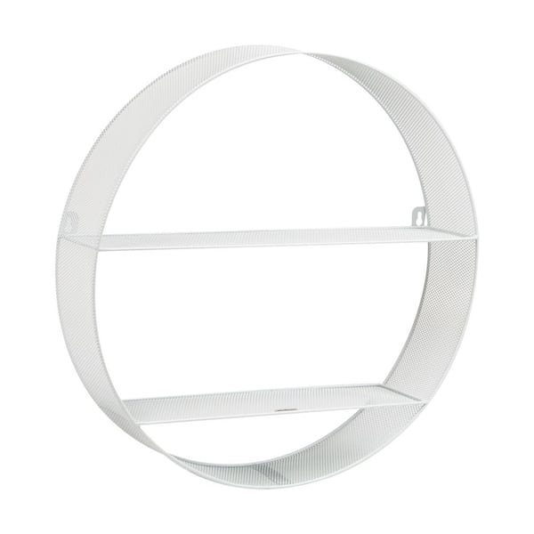4 in. W x 18 in. D White Circular Decorative Wall Shelf, Floating Shelves, Wall Decor, Metal
