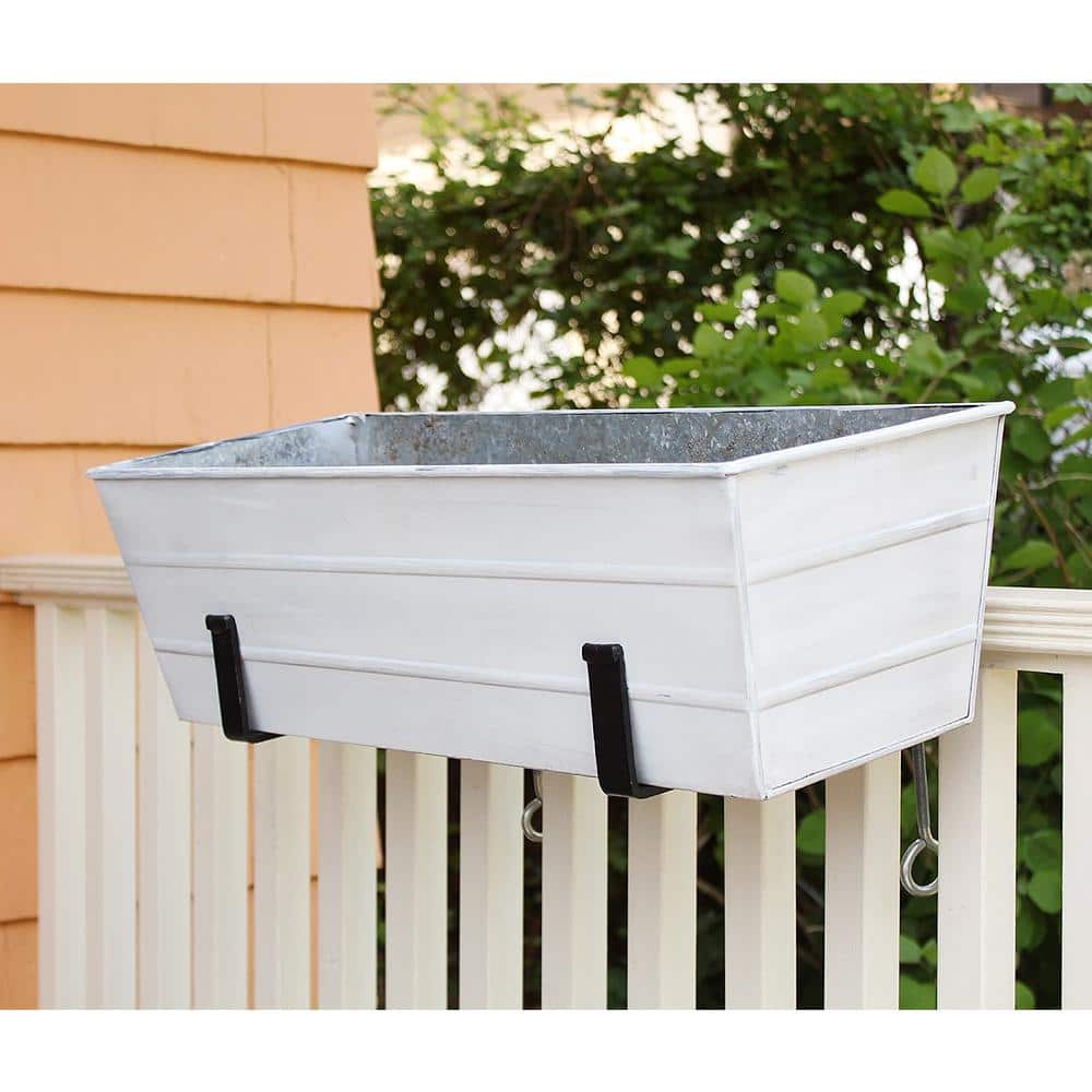 Medium Cape Cod White Galvanized Steel Flower Box Planter