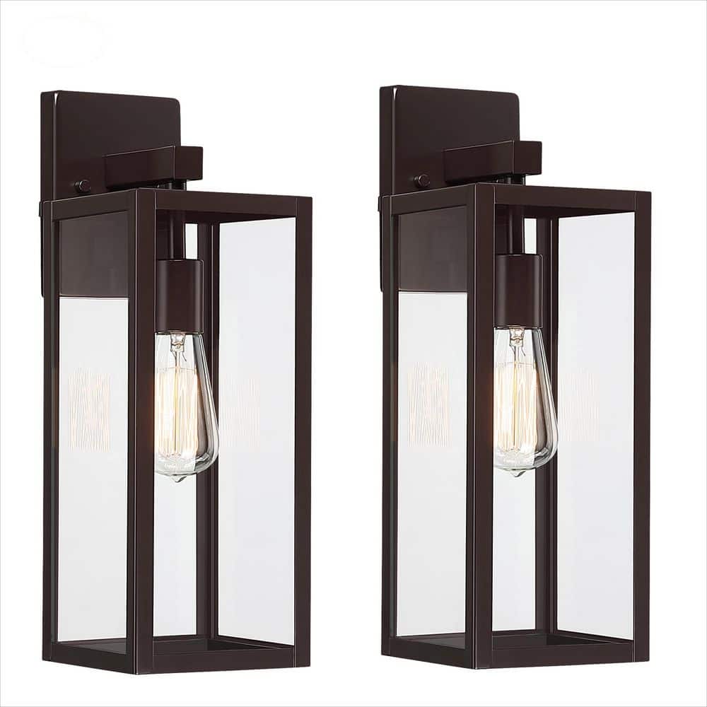 Martin 17.5 in. 1-Light Bronze Hardwired Outdoor Wall Lantern Sconce with No Bulbs Included(2-Pack) price history on PriceWatchPro