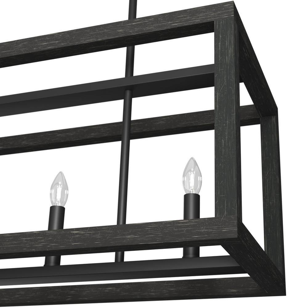 Matte Black 40" Linear Chandelier with Candle Bulbs