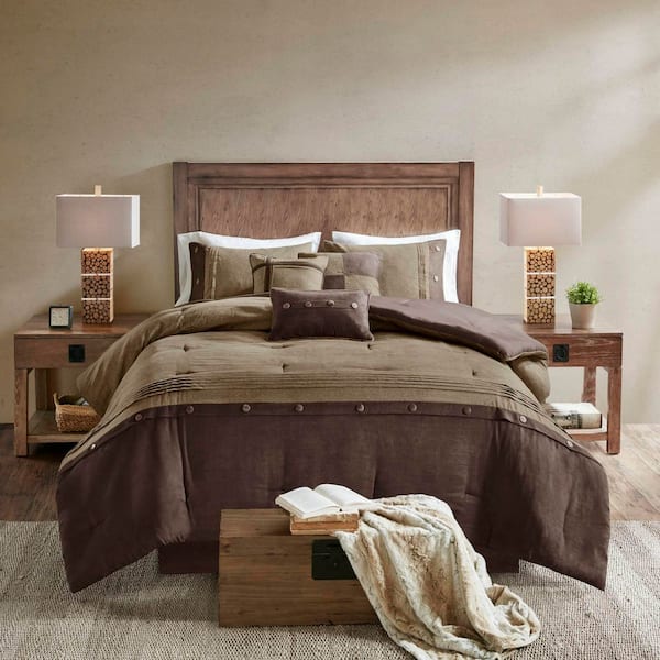 Westbrook 7-Piece Brown Polyester Queen Comforter Set