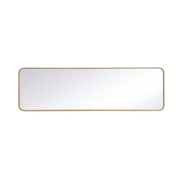 Small Rectangle Brass Modern Mirror (14 in. H x 28 in. W)