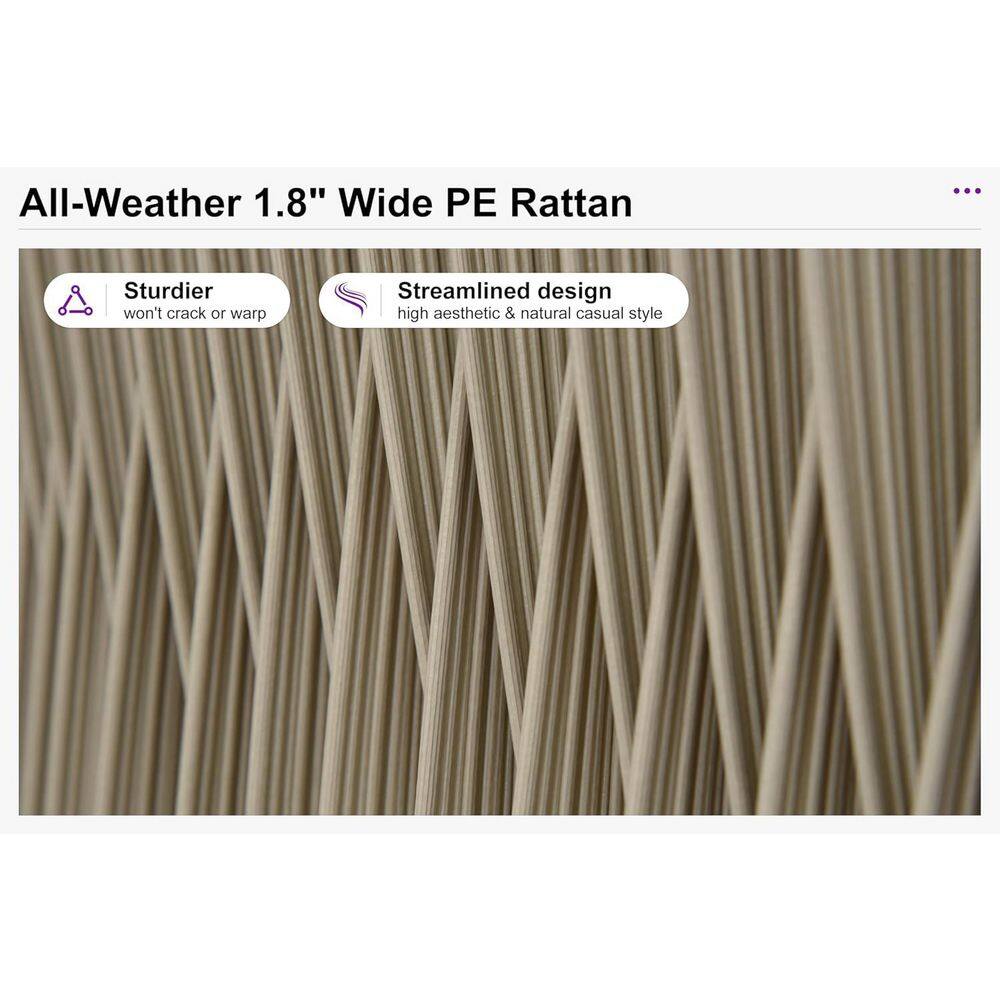 Close-up texture of the 1.8" wide PE rattan material used for the outdoor furniture.