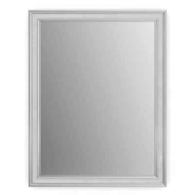 23 in. W x 33 in. H (S2) Framed Rectangular Standard Glass Bathroom Vanity Mirror in Chrome and Linen