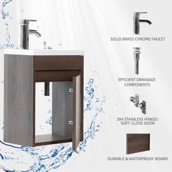 Wonline 16.1 in. W x 9.85 in. D x 20 in. H Single Sink Wall