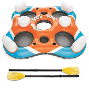 Rapid Rider Orange 101 in. PVC 4-Person Floating Raft and Intex French Boat Oars
