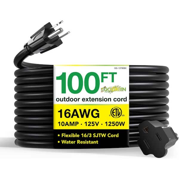 100 ft. 16/3 SJT W-A Extension Cord - Black