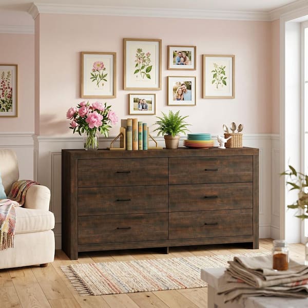 bedroom dresser dark brown Rowan - 6 Drawer Dresser