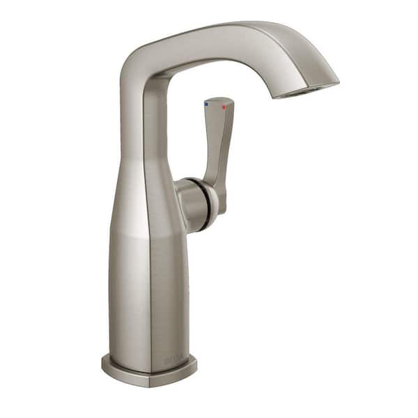 Delta Stryke Mid-Height Single Handle Single Hole Bathroom Faucet in Stainless Steel
