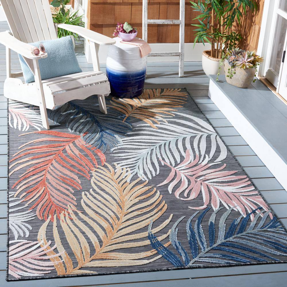 Elysian Fields Black & Rust Floral 8' x 10' Easy-Care Rug