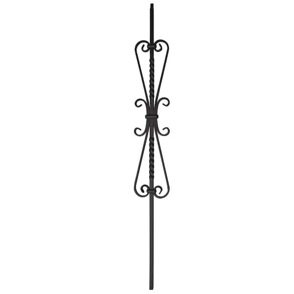 arteferro 44 in. x 9/16 in. Twist Scroll 5 in. x 24 in. Warm Nickel Powder Coated Wrought Iron Stair Baluster