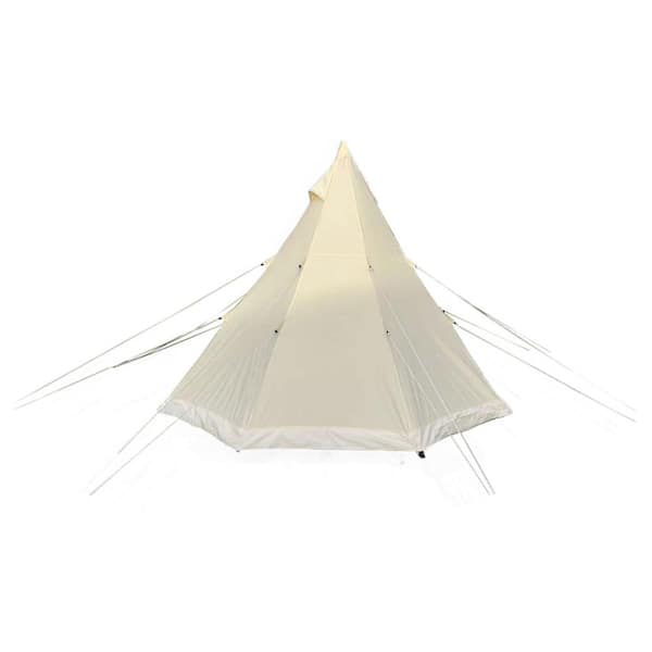 9.85 ft. x 9.85 ft. White Glamping Tent with Aluminum Pole