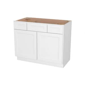 Camlock 2-Drawer 42 in. W x 21 in. D x 34.5 in. H Ready to Assemble Bath Vanity Cabinet without Top in Shaker White