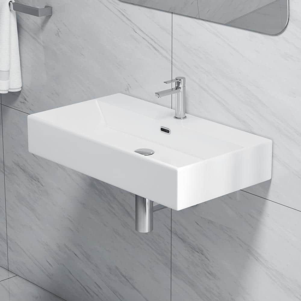 Turner 30" White Ceramic Wall-Mount Rectangular Sink