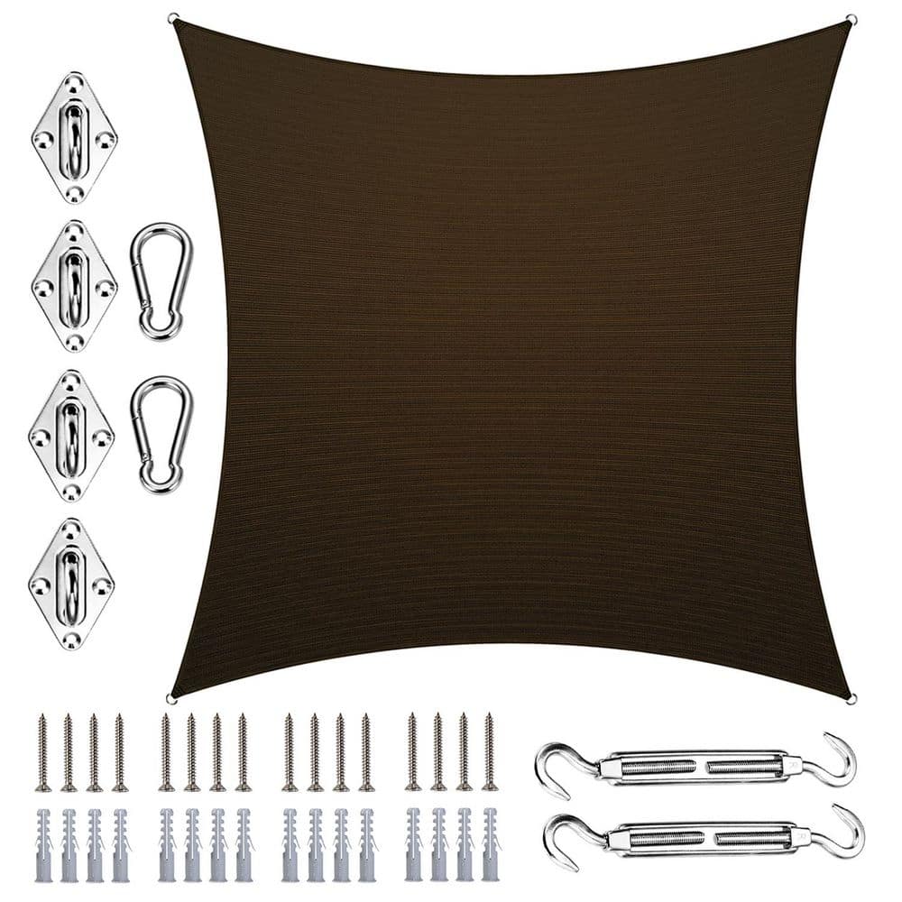 12 ft. x 12 ft. Square Shade Sail With Hardware Kit-Brown price history on PriceWatchPro