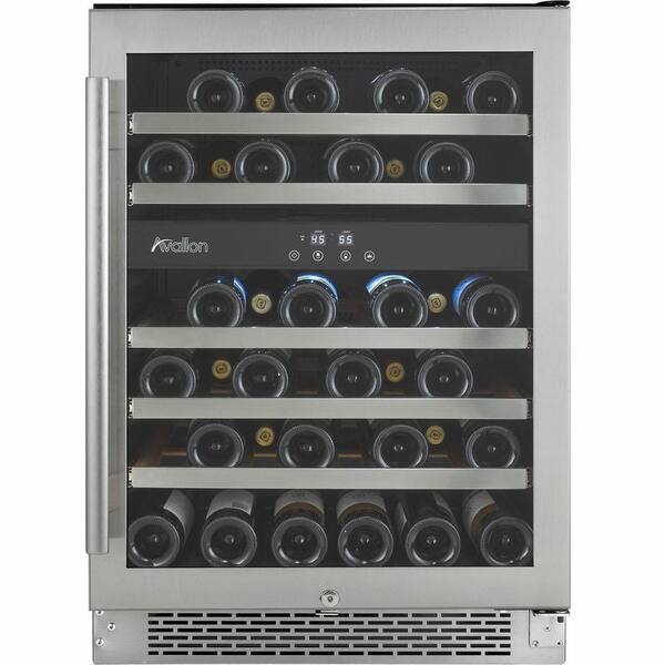 Avallon 46-Bottle Dual Temperature Zone Built-In Wine Cooler with Argon Filled Double Paned Glass