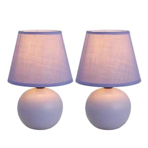 8.78 in. Purple Mini Ceramic Globe Table Lamp (2-Pack)