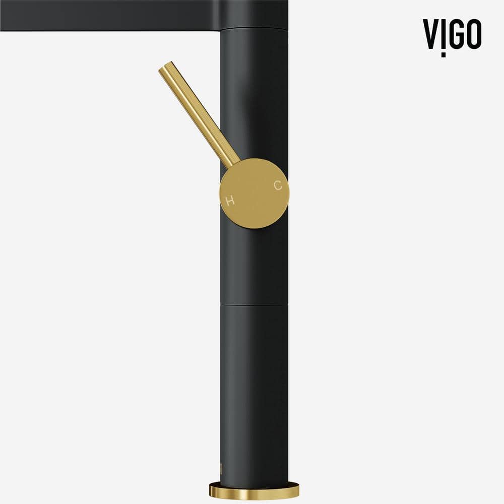 Edison Pro 20" Gold and Black Stainless Steel Pull-Down Kitchen Faucet