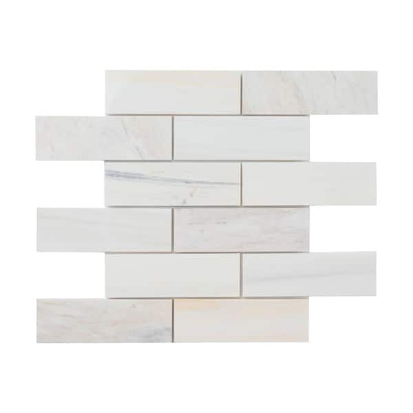 Angora Subway 12 in. x 12 in. Polished Marble Mes-Mounted Mosaic Floor and Wall Tile (0.97 sq. ft./Each) Angora Subway 12 in. x 12 in. Polished Marble Mes-Mounted Mosaic Floor and Wall Tile (0.97 sq. ft./Each)