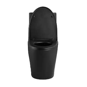 1.1/1.6 GPF Elongated Dual Flush 1-Piece Toilet in Matte Black with ADA Comfortable Seat Height