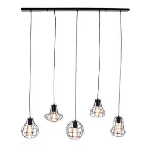 Modern 5-Light Black Metal Pendant with Bulb