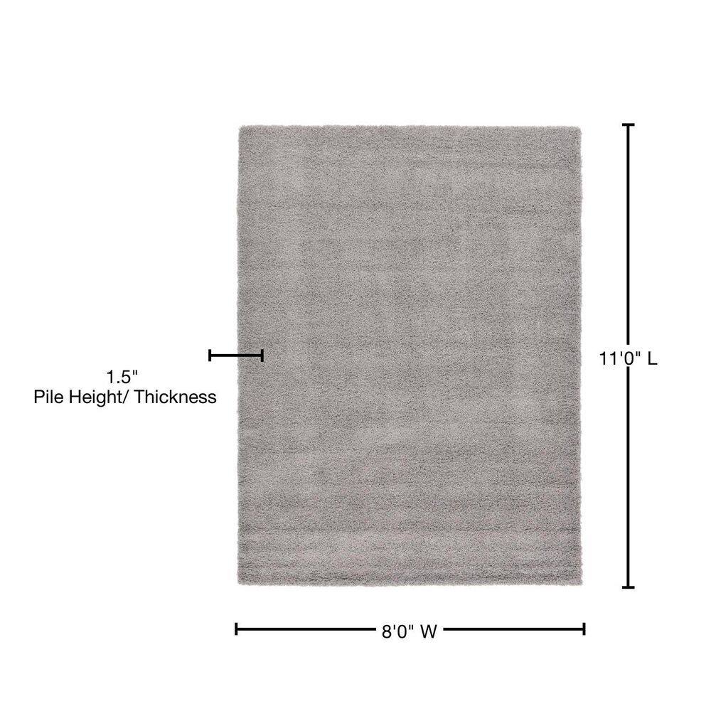 Cloud Gray High Pile Shag Rectangular Area Rug