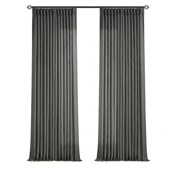 Linen 40 in. W x 90 in. L Gray Pinch Pleat Light Filtering Curtain (Set of 2)